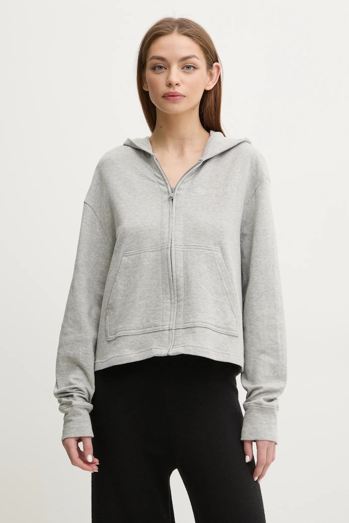 Mikina Calvin Klein Underwear s kapucí šedá LV00QS7504