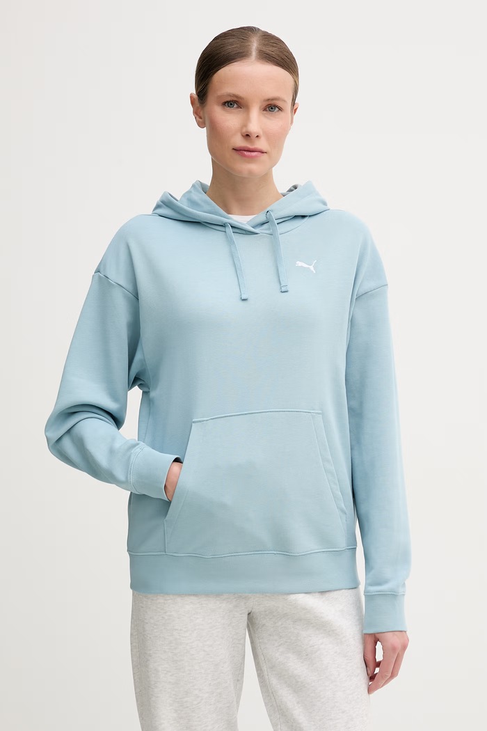 Puma bluza z kapturem damska z bawełną niebieski 682387