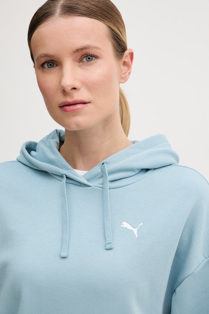 Puma bluza z kapturem damska z bawełną niebieski 682387