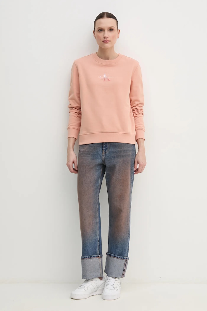 Calvin Klein Jeans bluza bawełniana J20J225360 pomarańczowy SS25