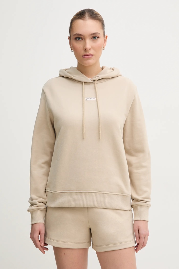Pamučna dukserica Calvin Klein Jeans pamuk bež J20J225364