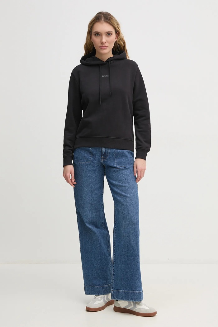 Pamučna dukserica Calvin Klein Jeans J20J225364 crna SS25