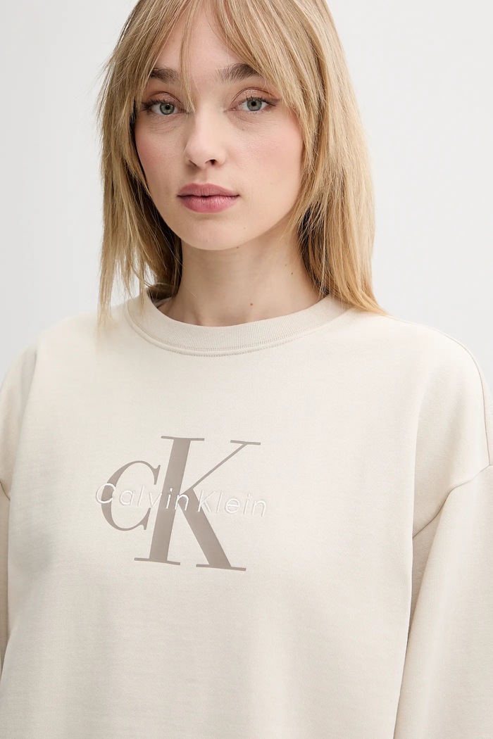 Oblečenie Calvin Klein Jeans mikina dámska s bavlnou LV047B234G béžová