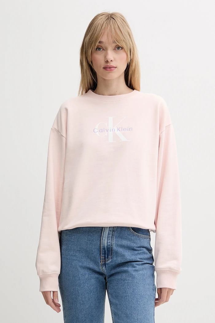 Calvin Klein Jeans bluza damska z bawełną beżowy LV047B234G