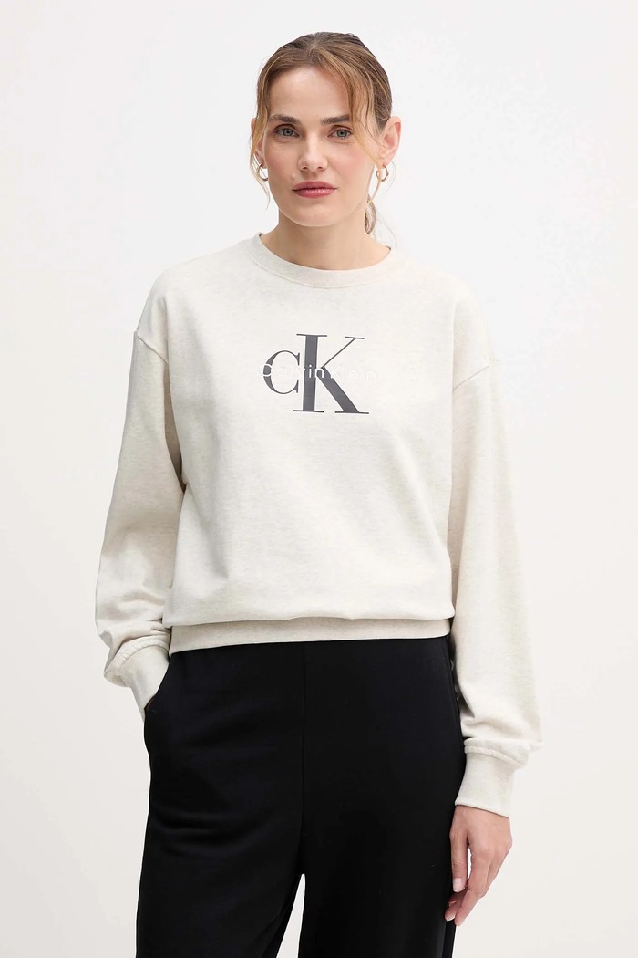 Calvin Klein Jeans mikina dámska s bavlnou béžová LV047B234G