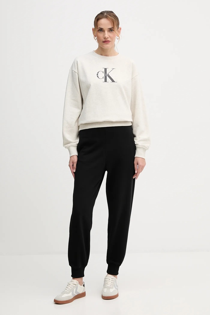 Calvin Klein Jeans mikina dámska s bavlnou LV047B234G béžová SS26