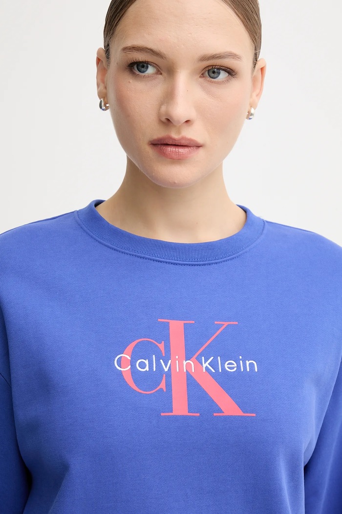 Calvin Klein Jeans Mikina dámska s bavlnou modrá LV047B234G