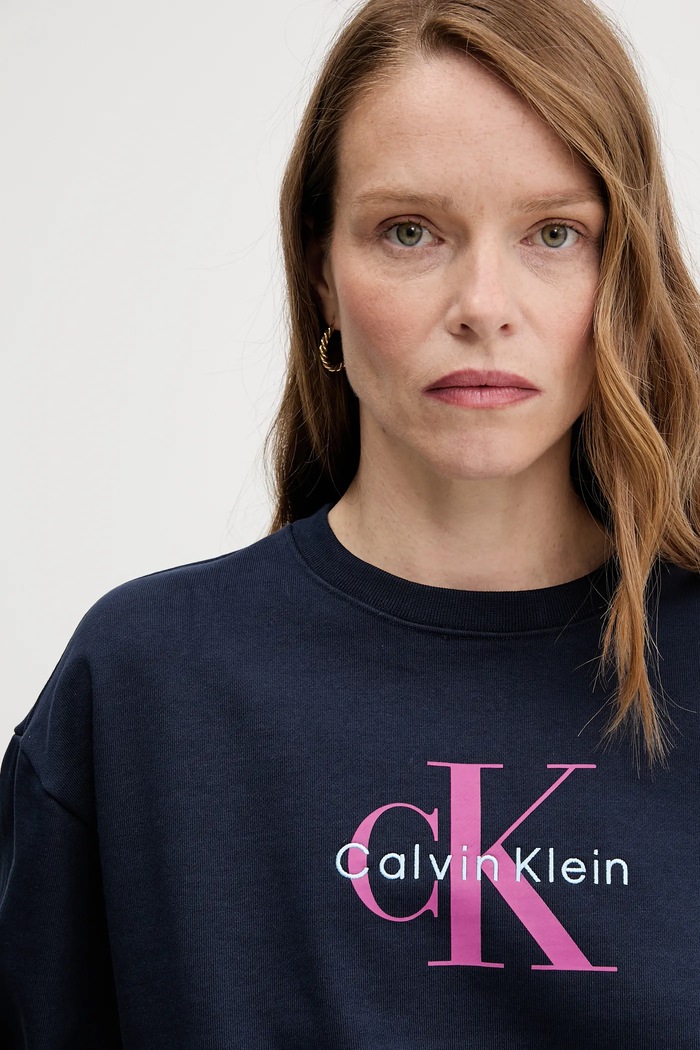 Calvin Klein Jeans mikina dámska s bavlnou tmavomodrá LV047B234G