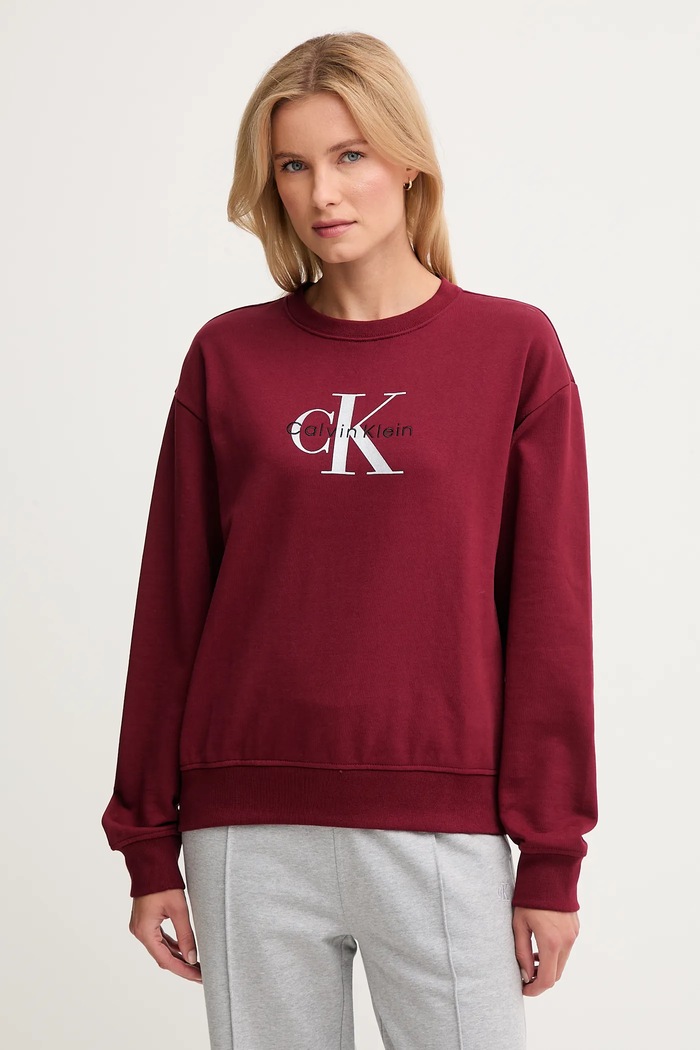 Calvin Klein Jeans mikina dámska s bavlnou burgundské LV047B234G