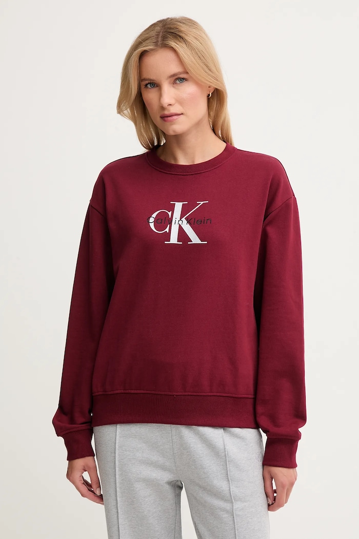 Calvin Klein Jeans mikina dámska s bavlnou burgundské LV047B234G