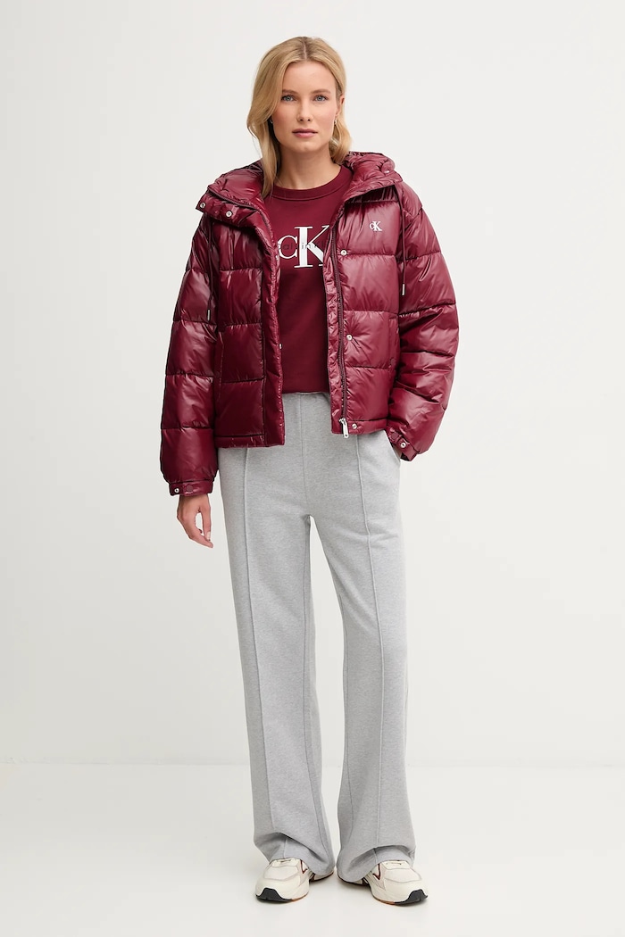 Calvin Klein Jeans mikina dámska s bavlnou LV047B234G burgundské SS26