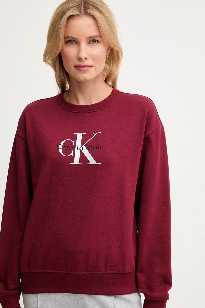 Calvin Klein Jeans mikina dámska s bavlnou burgundské LV047B234G