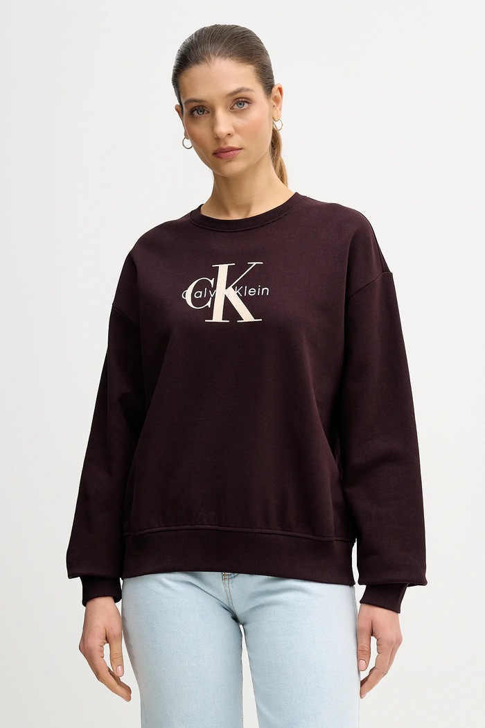 Calvin Klein Jeans mikina dámska s bavlnou hnedá LV047B234G