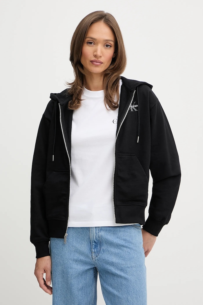 Mikina Calvin Klein Jeans s kapucňou čierna LV047B270G