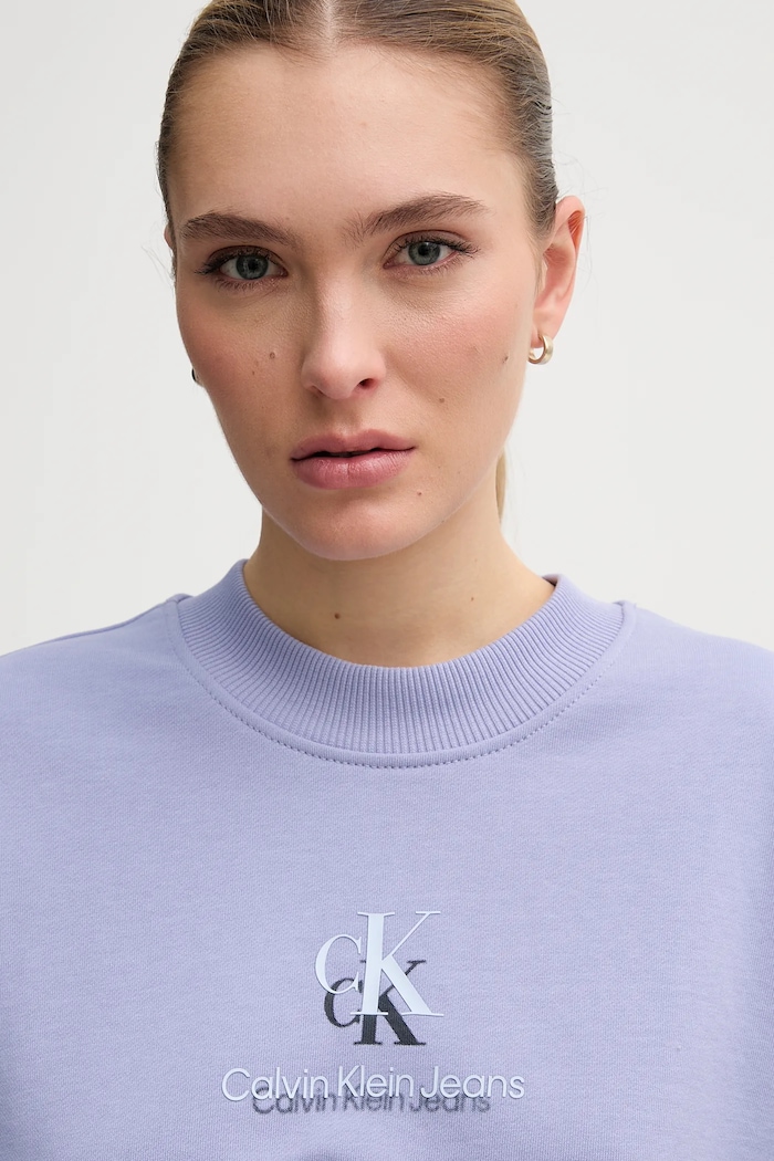 Pamučna dukserica Calvin Klein Jeans J20J225544 ljubičasta