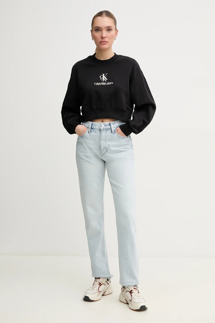 Βαμβακερή μπλούζα Calvin Klein Jeans J20J225544 μαύρο SS25