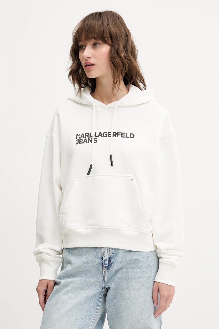 Mikina Karl Lagerfeld Jeans s kapucňou biela A2W20053