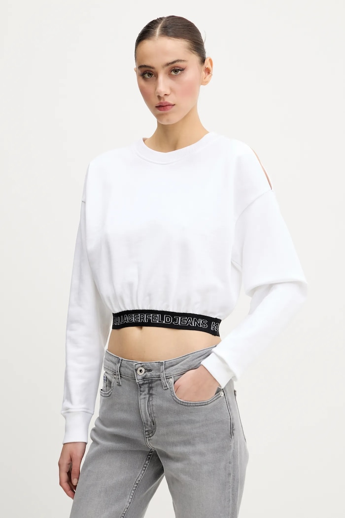Mikina Karl Lagerfeld Jeans s elastanom biela A2W20062