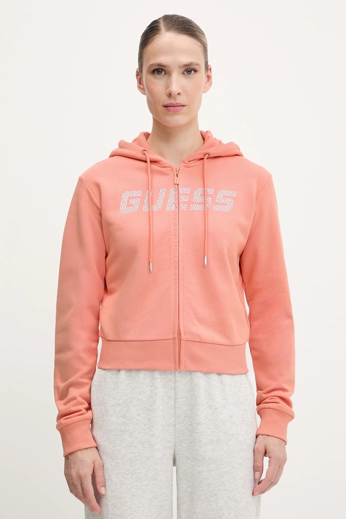 Памучен суичър Guess PRIMULA памук оранжев V5GQ10.KCRP0