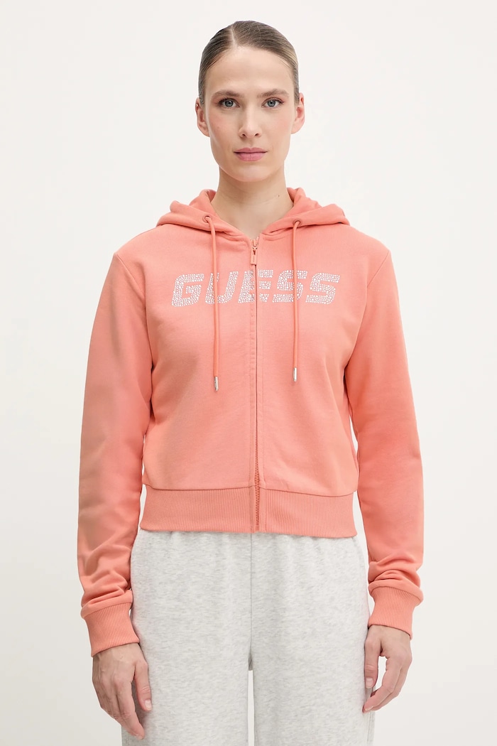 Памучен суичър Guess PRIMULA памук оранжев V5GQ10.KCRP0