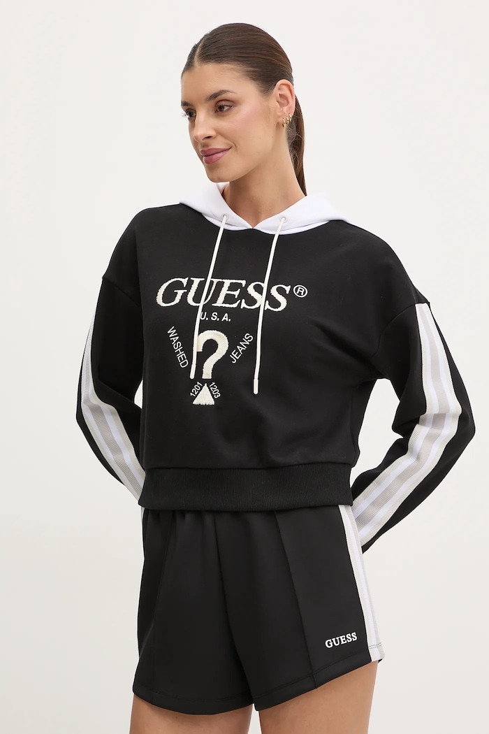 Mikina Guess YARROW s kapucí černá V5GQ17.KCRT1