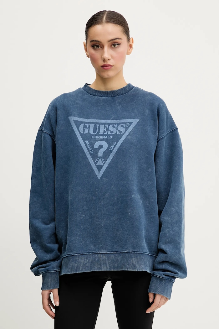 Bavlněná mikina Guess Originals bez kapuce modrá M5GQ35.K68I4