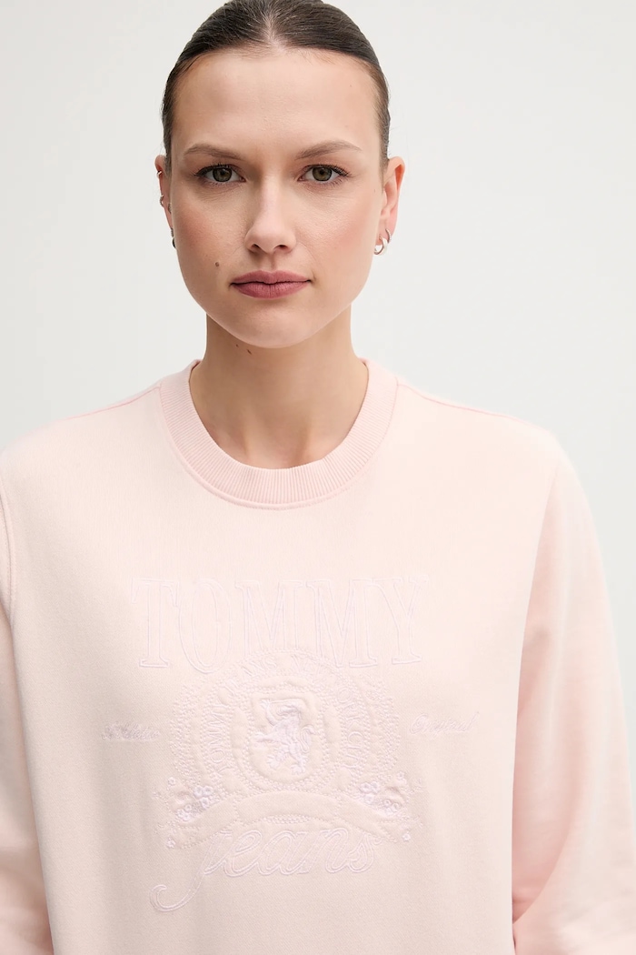 Ruházat Tommy Jeans pamut melegítőfelső DW0DW20637 rózsaszín