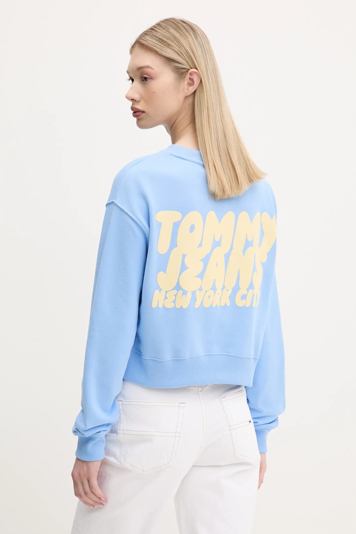 Odzież Tommy Jeans bluza bawełniana DW0DW21345 niebieski