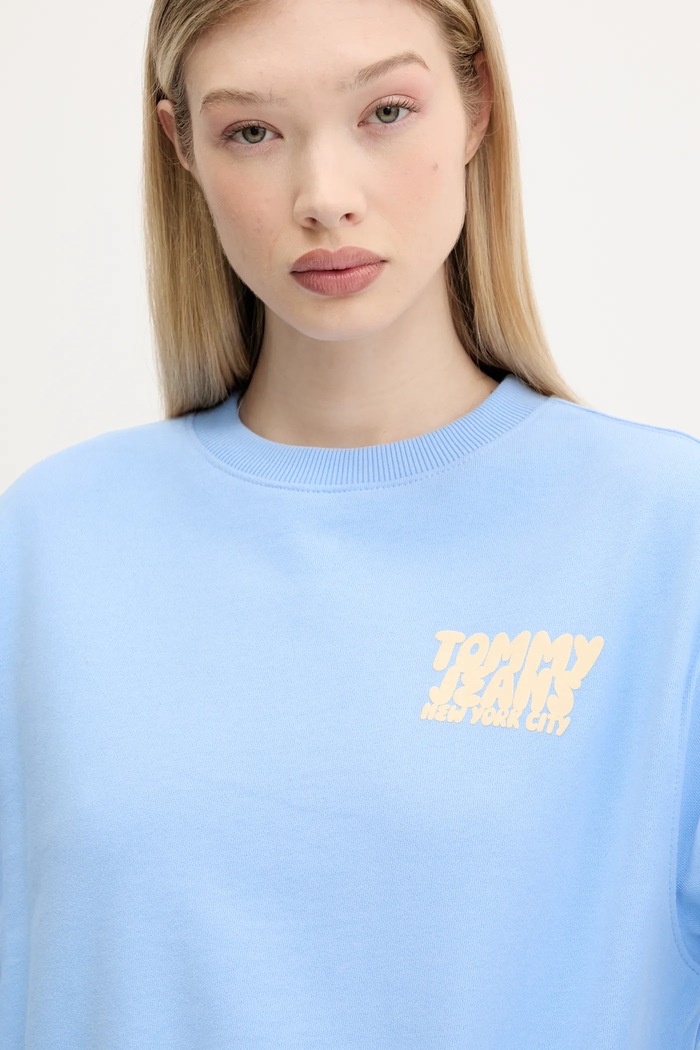 Tommy Jeans bluza bawełniana niebieski DW0DW21345