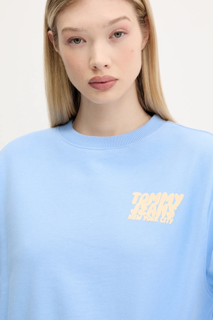 Tommy Jeans bluza bawełniana niebieski DW0DW21345