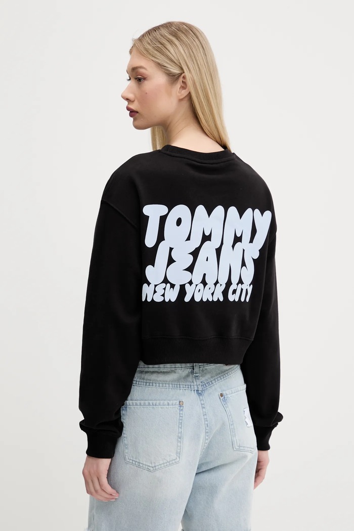Tommy Jeans pamut melegítőfelső pamut fekete DW0DW21345
