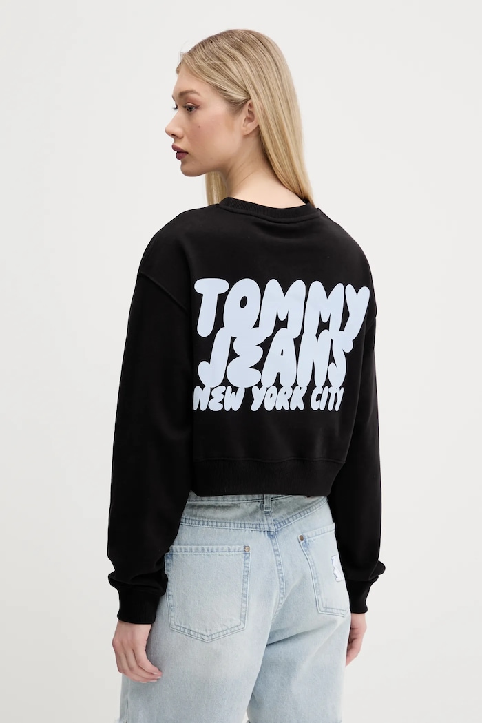 Tommy Jeans pamut melegítőfelső pamut fekete DW0DW21345