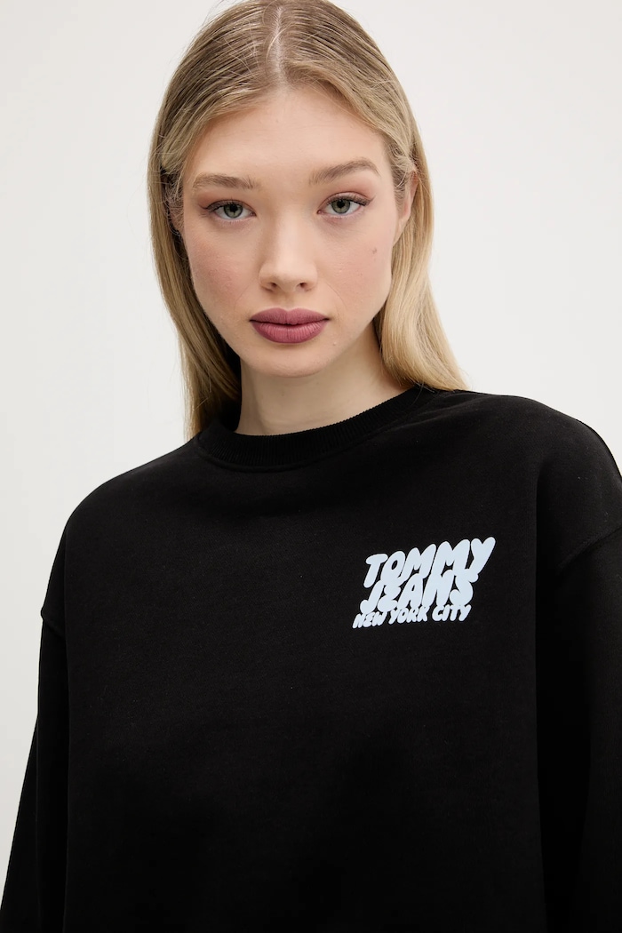 Tommy Jeans pamut melegítőfelső fekete DW0DW21345