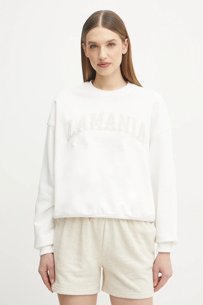 La Mania Bluza damska z bawełną biały FUNKY