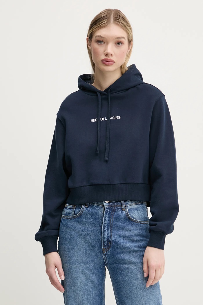 Red Bull Racing x Pepe Jeans bluza CROPPED LOGO HOODY imprimeu bleumarin RL580008