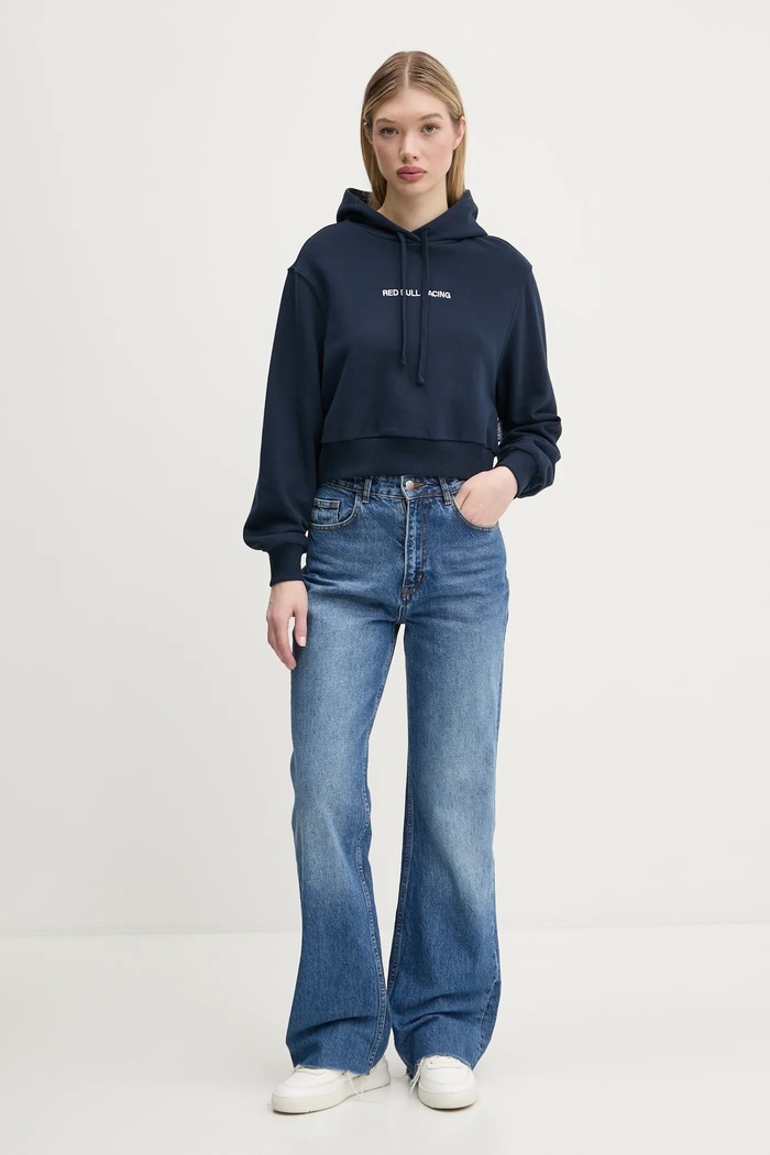 Red Bull Racing x Pepe Jeans bluza CROPPED LOGO HOODY RL580008 bleumarin SS25