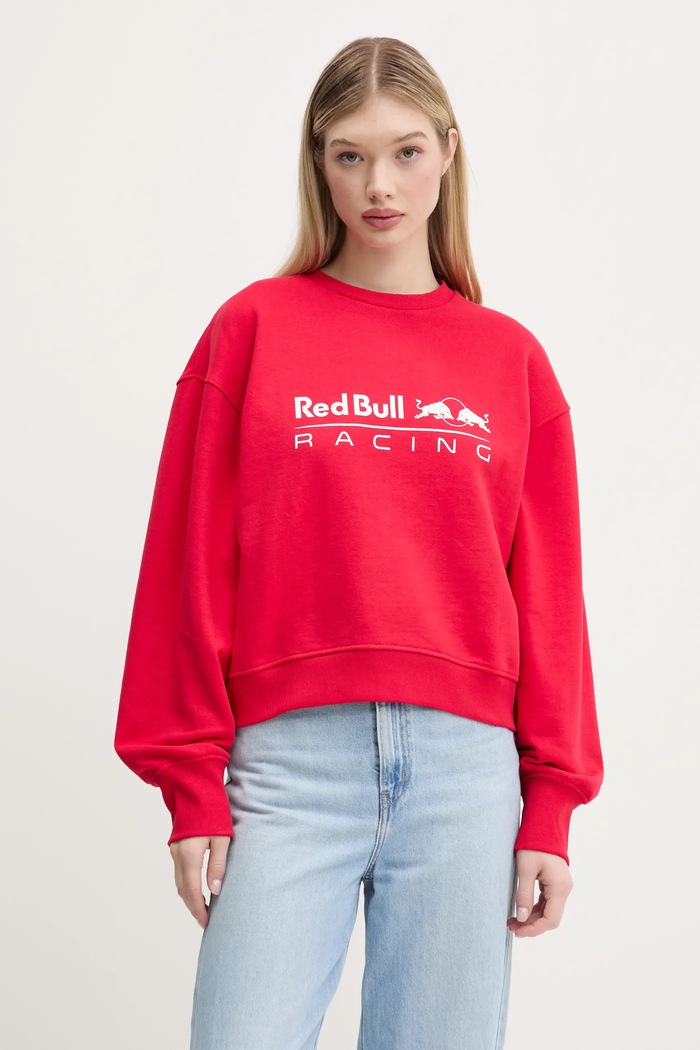 Red Bull Racing x Pepe Jeans bluza LOGO CREW print rosu RL580012