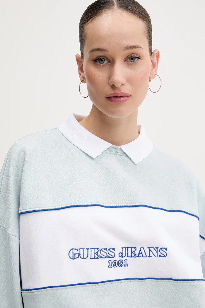 Bavlněná mikina Guess Jeans modrá W5GQ17.K68I4