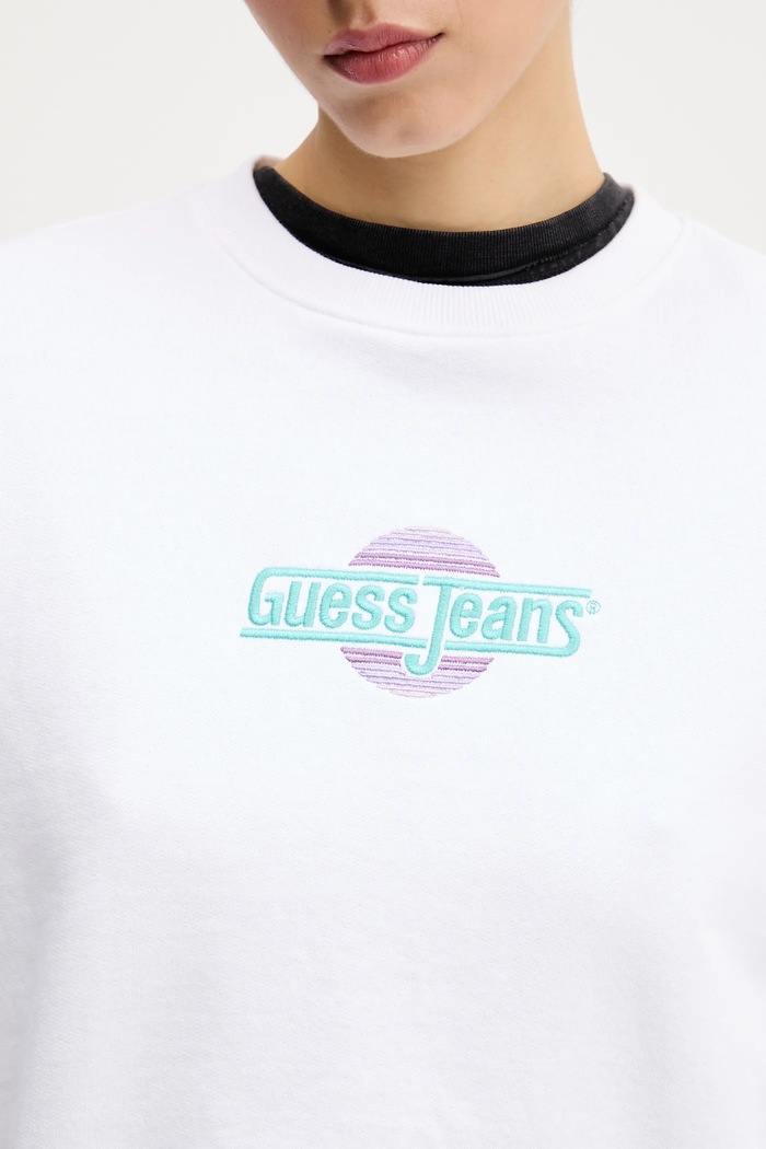 Βαμβακερή μπλούζα Guess Jeans λευκό W5GQ20.K68I4