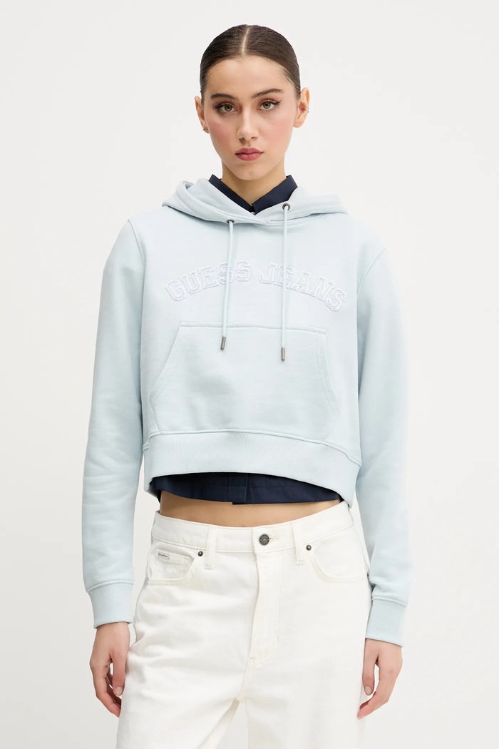 Памучен суичър Guess Jeans памук син W5GQ22.K68I4