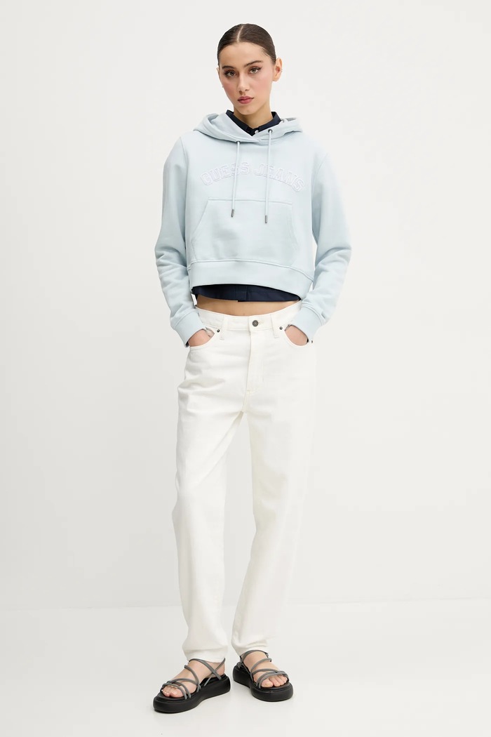 Памучен суичър Guess Jeans W5GQ22.K68I4 син SS25