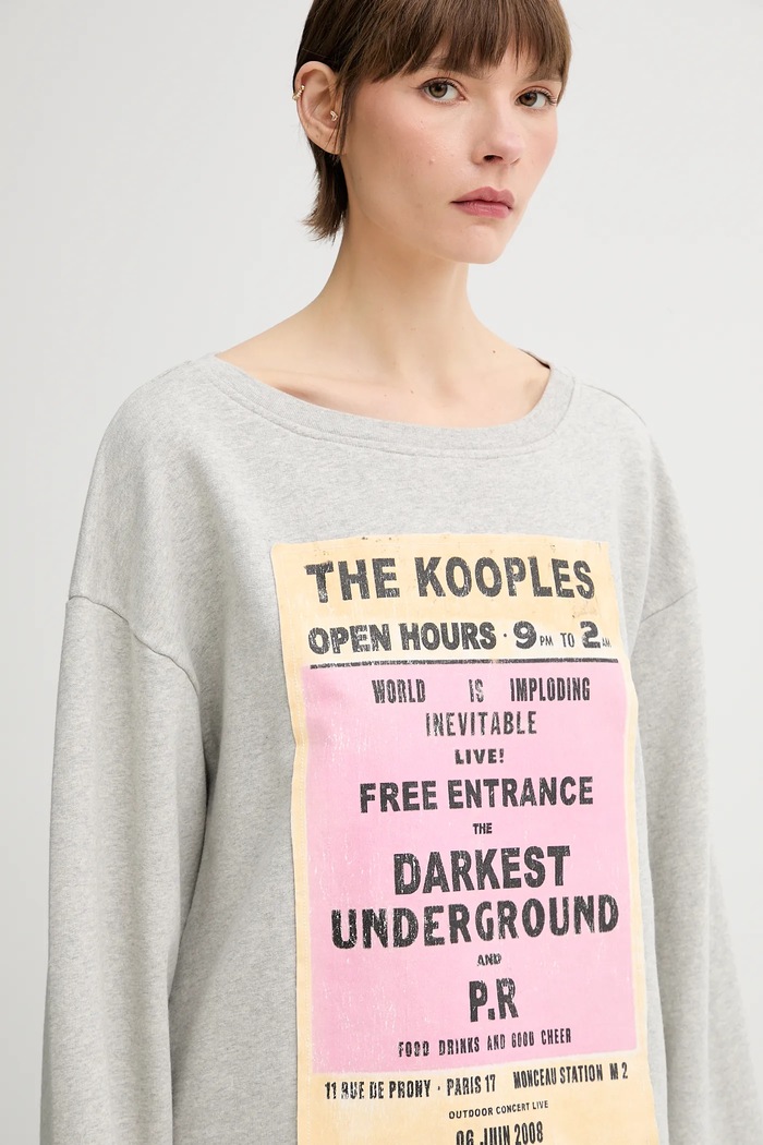 Bombažen pulover The Kooples siva FSWE30013K