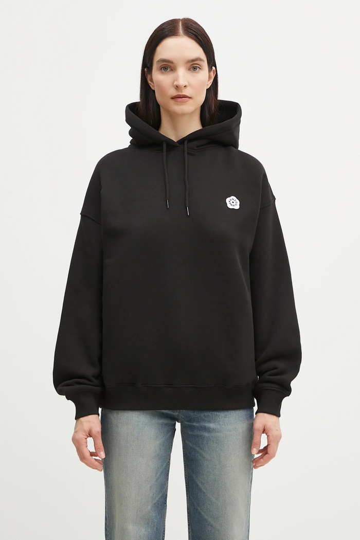 Kenzo felpa in cotone Boke Flower 2.0 applique nero FF52SW1754MB.99J