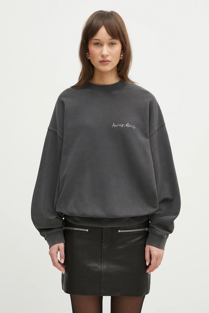 Bavlněná mikina Anine Bing Jaci Sweatshirt Lyrics potisk šedá A.08.10904