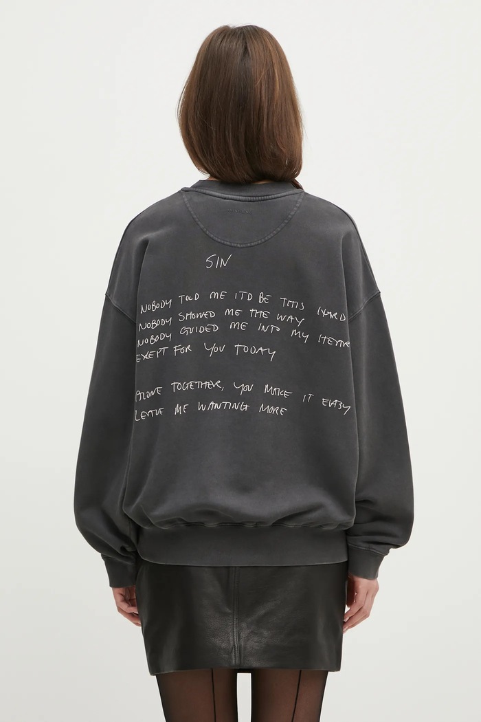 Oblečení Bavlněná mikina Anine Bing Jaci Sweatshirt Lyrics A.08.10904 šedá