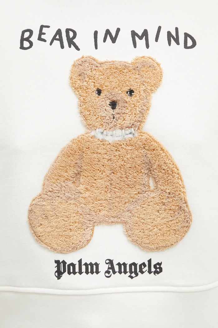 Βαμβακερή μπλούζα Palm Angels Bear In Mind Crew λευκό PWBA016S25FLE0030360