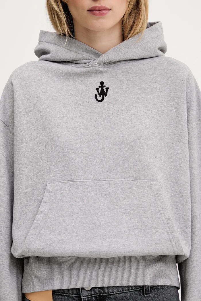 JW Anderson cotton sweatshirt Anchor Embroidery Cropped gray JW0216.PG1719.907
