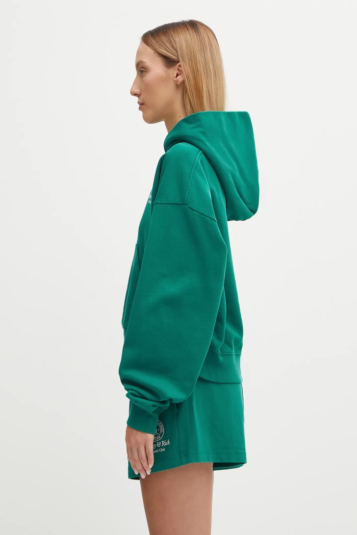 Хлопковая кофта Sporty & Rich Crown Tennis Embroidered Cropped ST074621426GR03 зелёный AW25