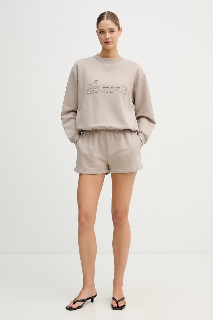 La Mania oversize mikina dámska s bavlnou BRODIE béžová SS26