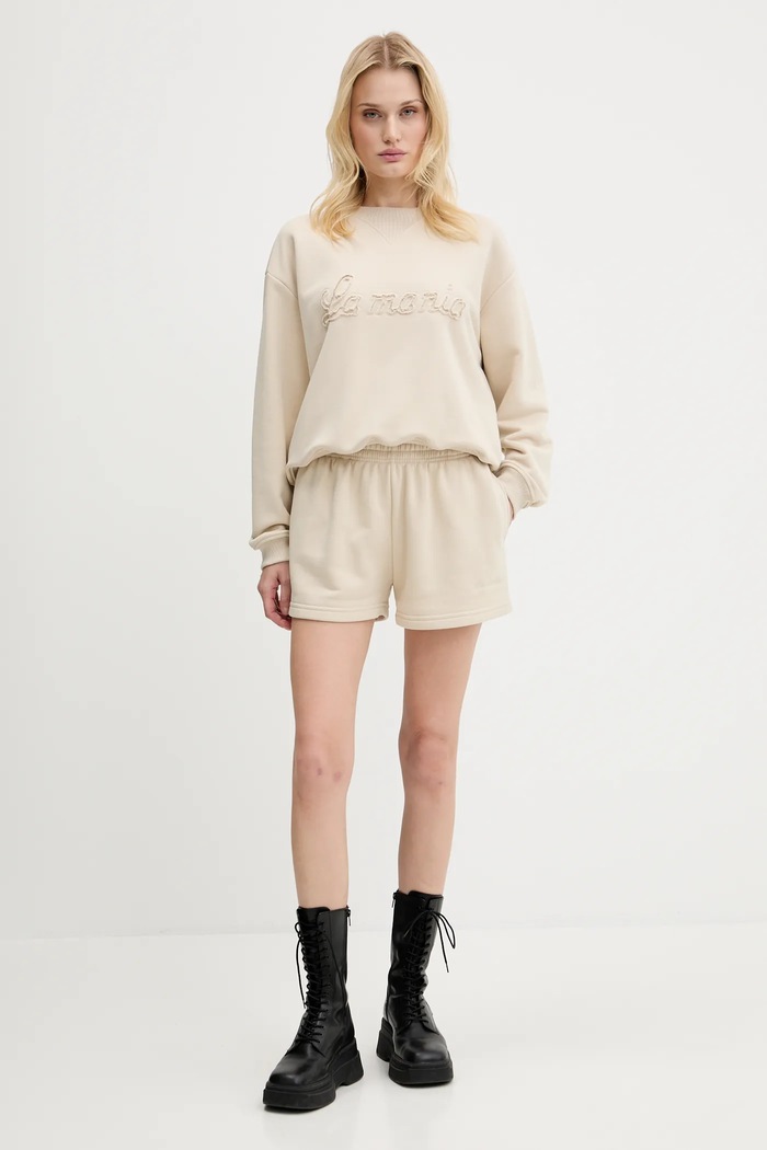 La Mania bluza oversize damska z bawełną BRODIE beżowy SS26